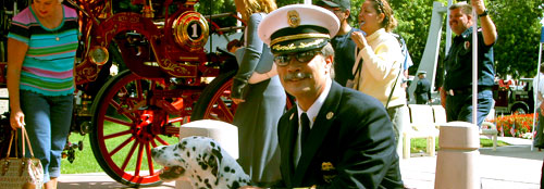 Mark Haskell in his Class A uniform at the annual Orange County Firefighter Memorial